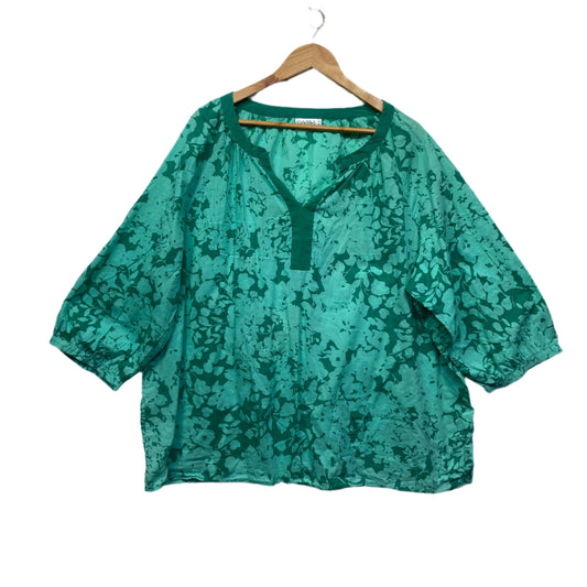 Sara Top Size 20 Green Long Sleeve 100% Cotton