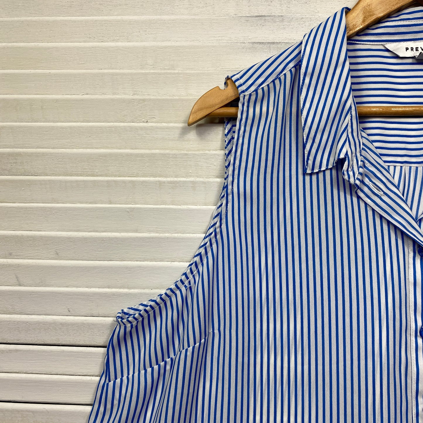 Preview Top Size 20 Plus Sleeveless Button Up Blue White Striped