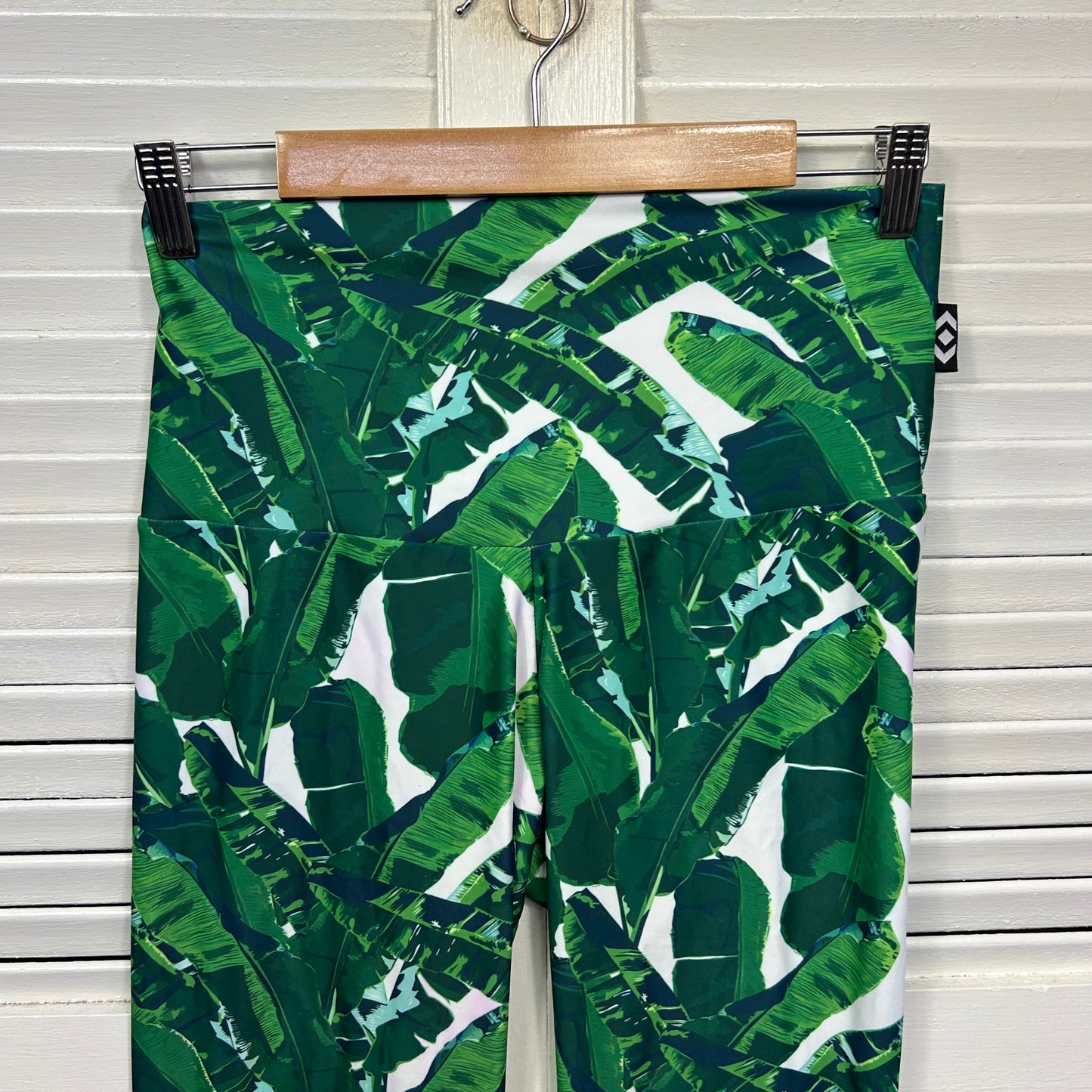 Exoticathletica Leggings Size Large 14 Green Leaf Print