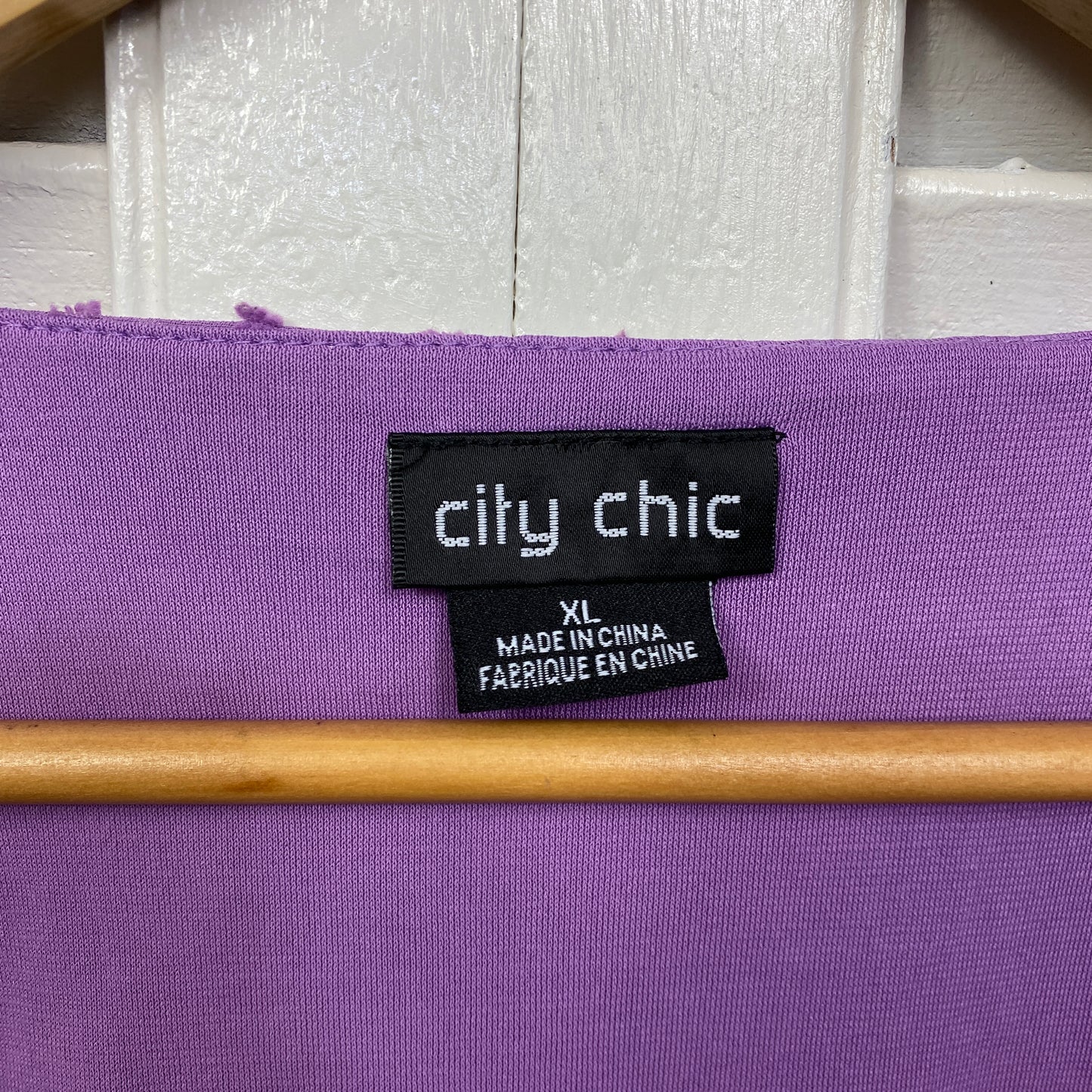 City Chic Wrap Dress Size 22 XL Purple Cocktail Long Sleeve