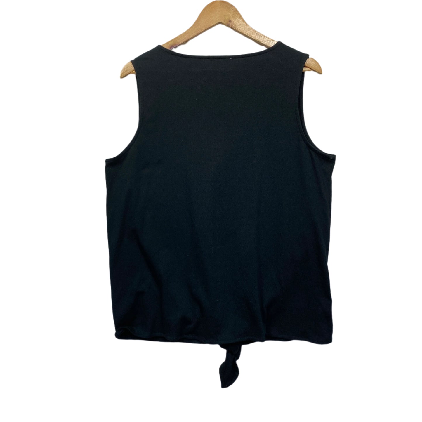 Betty Basics Top Sie 16 Black Sleeveless Front Tie Cotton Blend