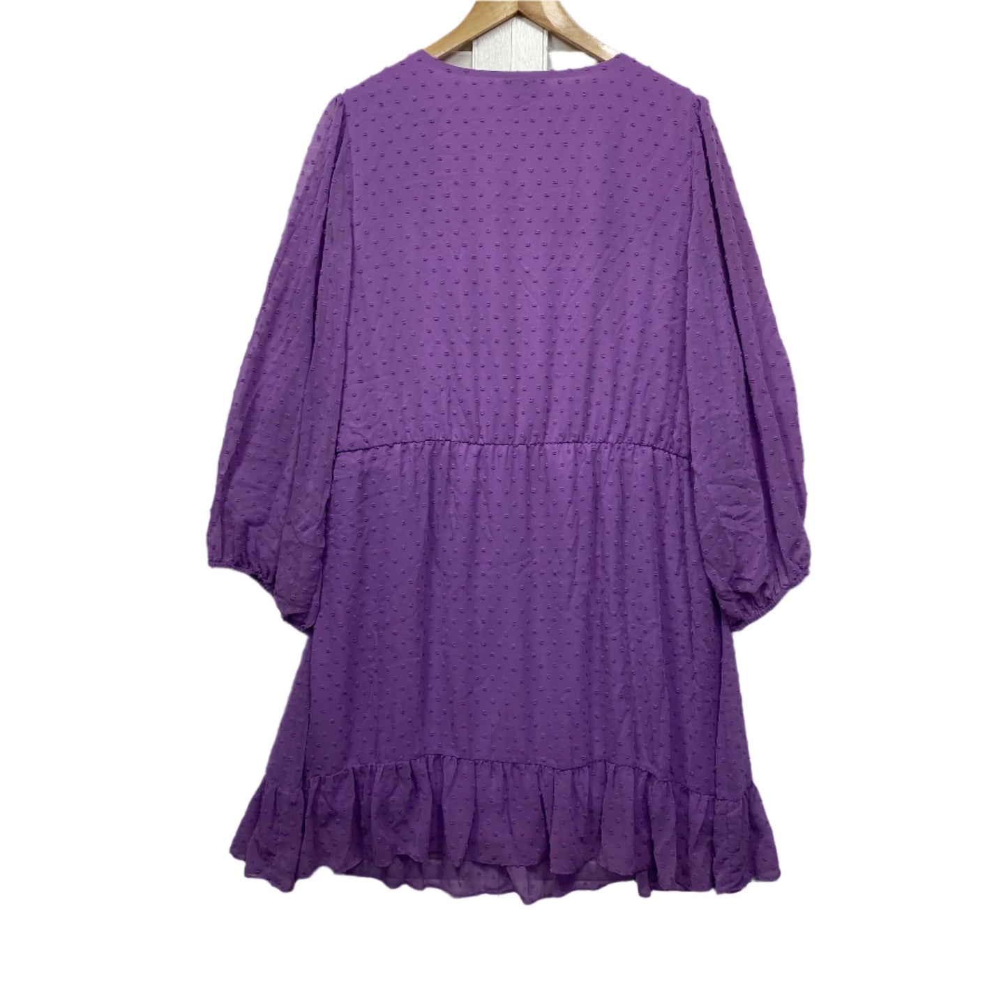 City Chic Wrap Dress Size 22 XL Purple Cocktail Long Sleeve