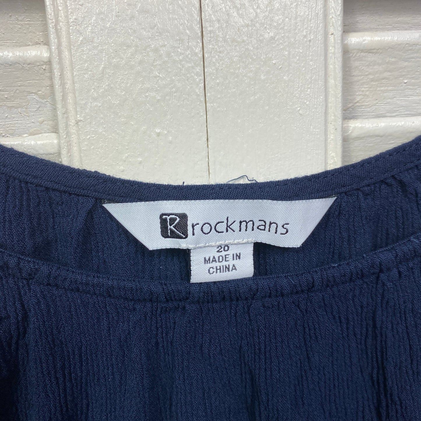 Rockmans Top Size 20 Blue Short Sleeve Viscose