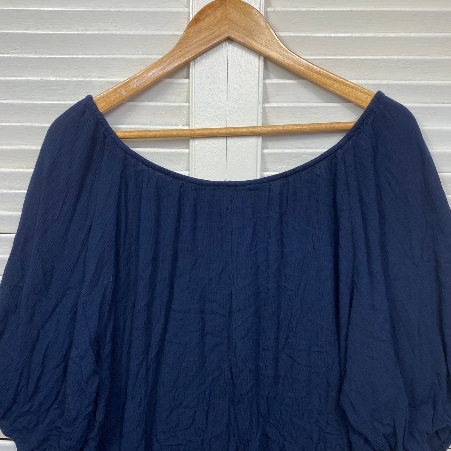 Rockmans Top Size 20 Blue Short Sleeve Viscose