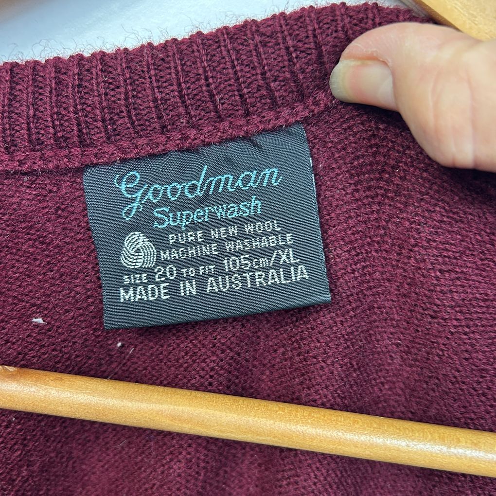 Vintage Goodman Burgundy Wool Jumper - Size 20