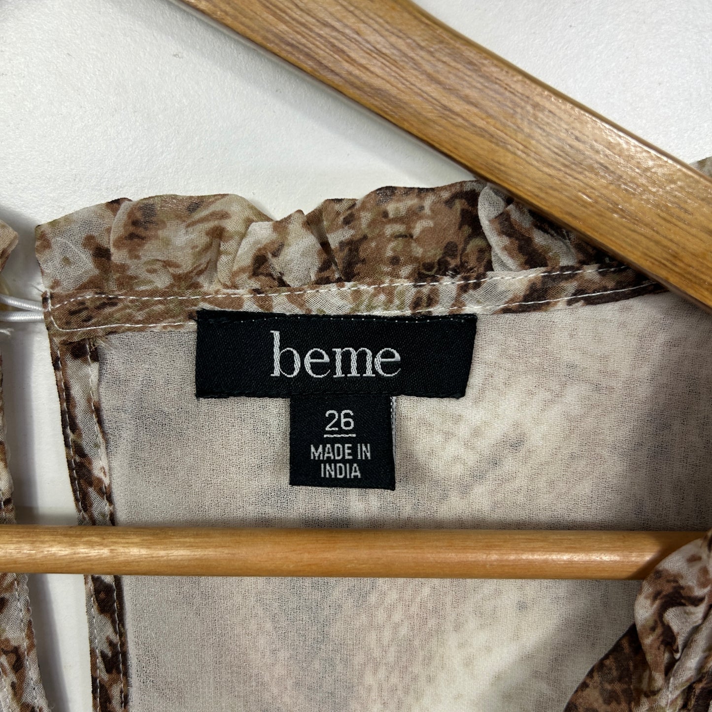 Beme Beige Snake Print Long Sleeve Blouse - Size 26