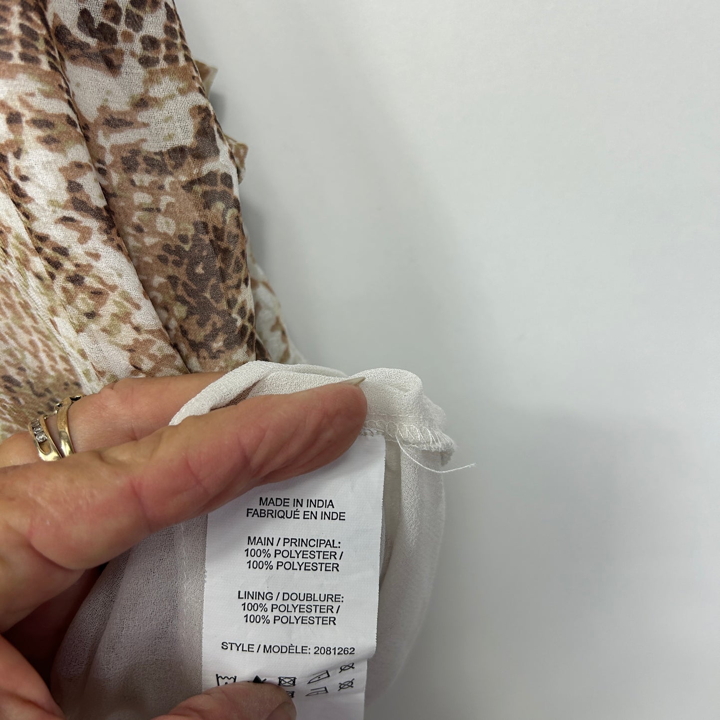 Beme Beige Snake Print Long Sleeve Blouse - Size 26