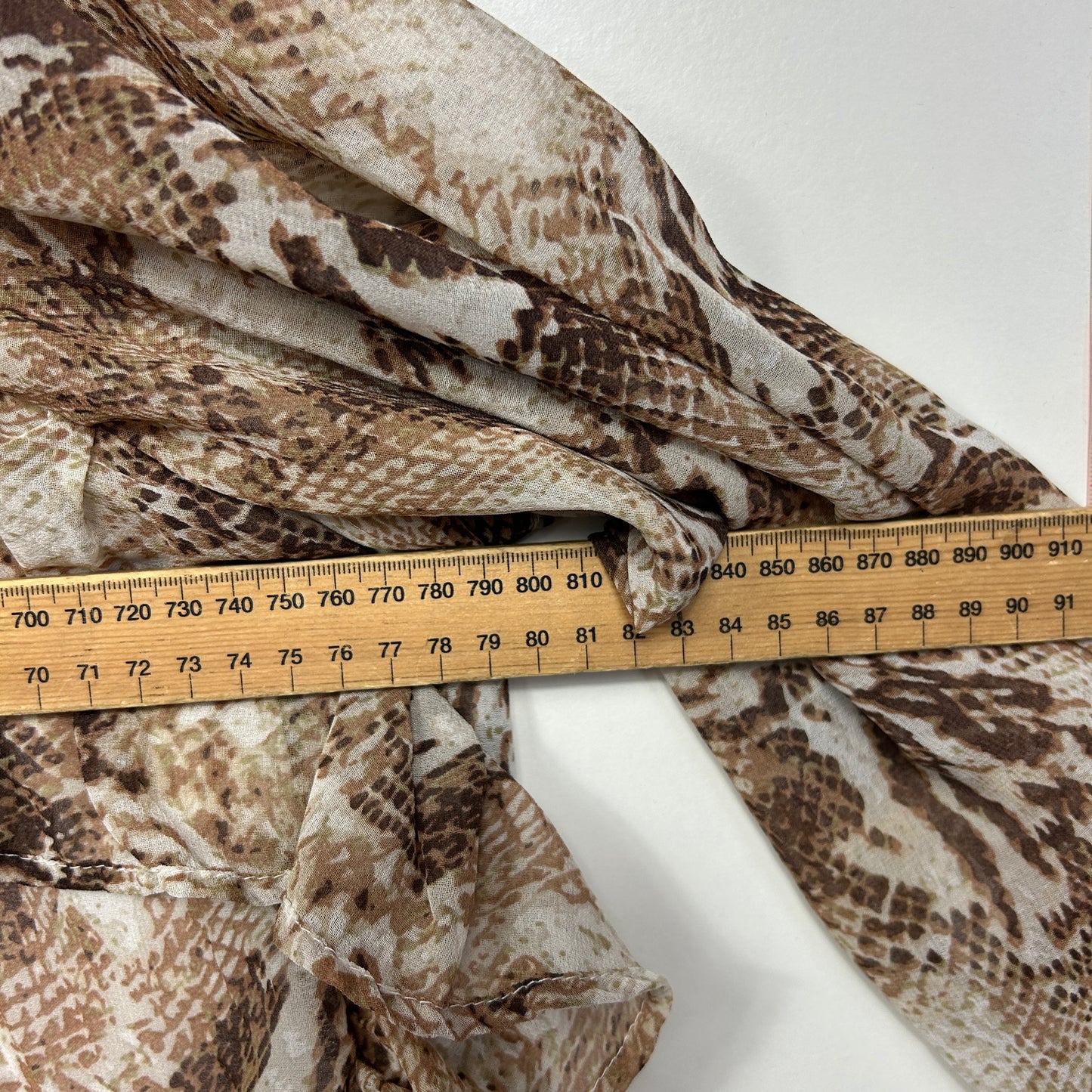 Beme Beige Snake Print Long Sleeve Blouse - Size 26