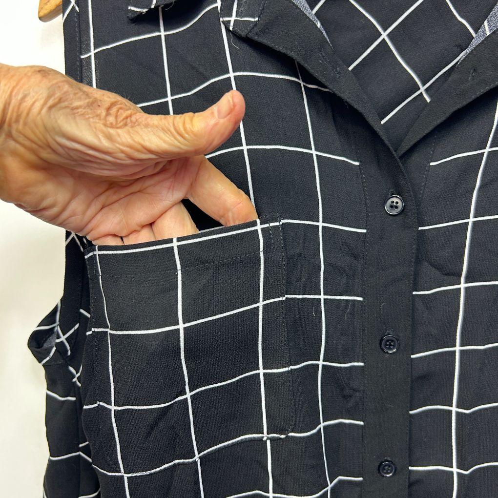Autograph Black Check Sleeveless Top - Size 18