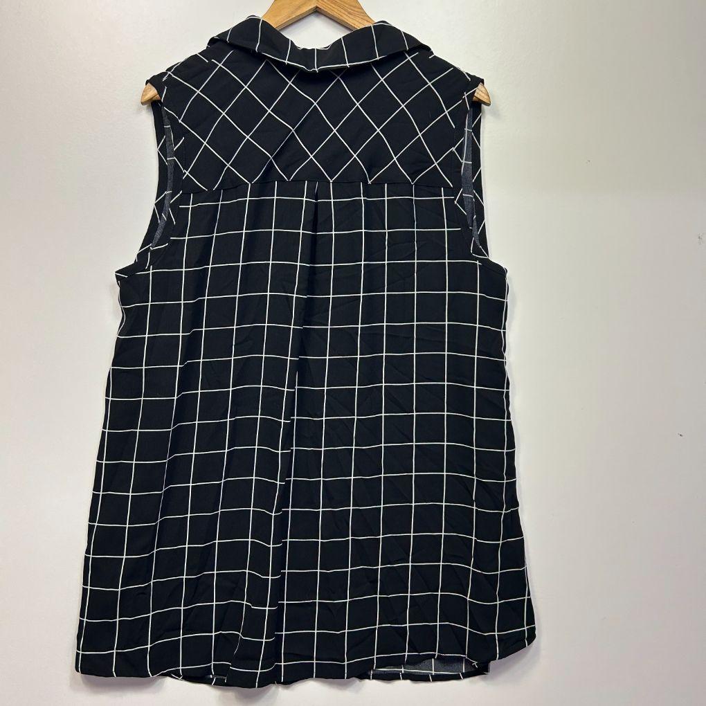 Autograph Black Check Sleeveless Top - Size 18