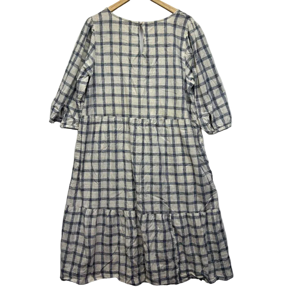 Anko Cream Check Cotton Dress - Size 18