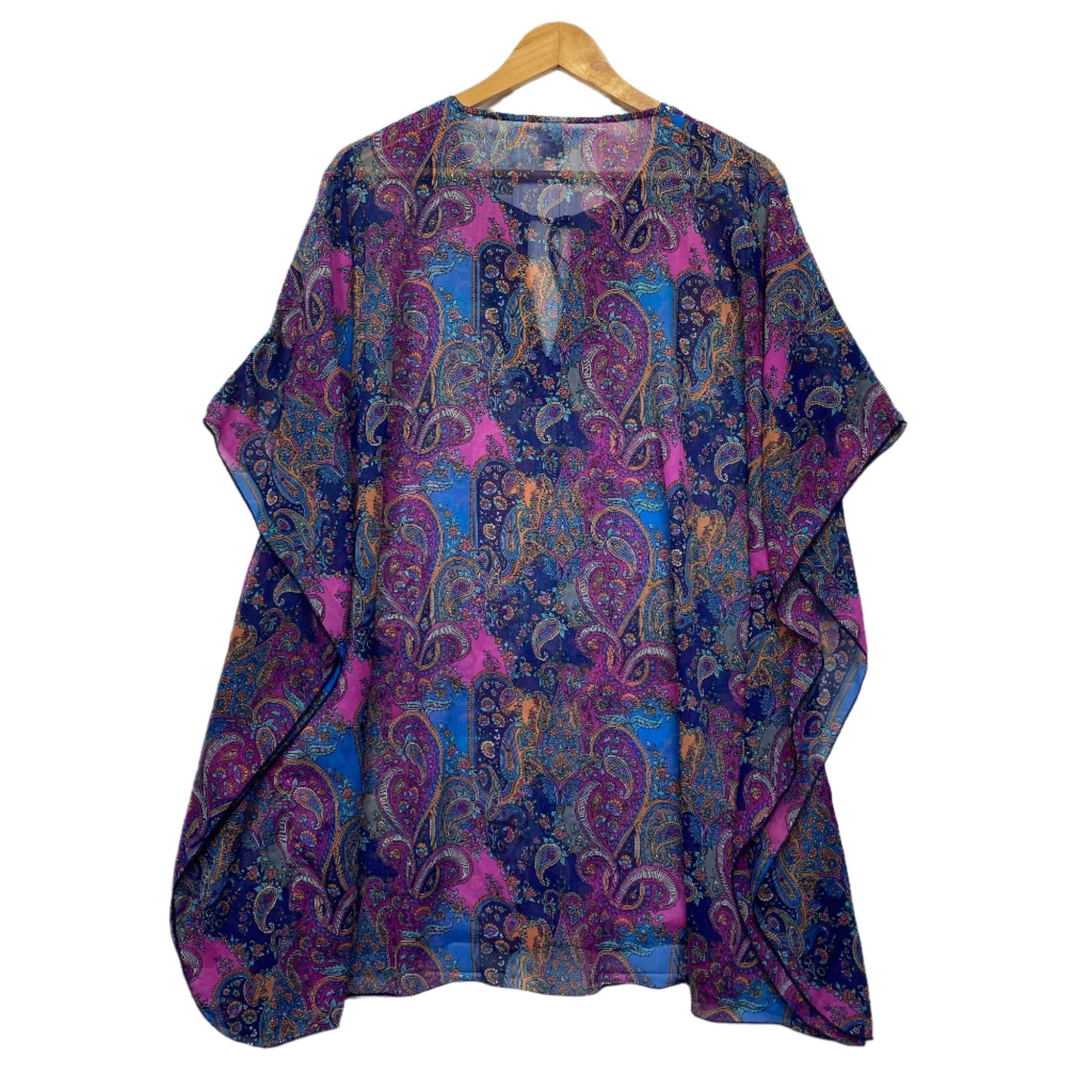 Now Kaftan Top One Size Sheer Multicoloured Paisley Print Swim Cover Up