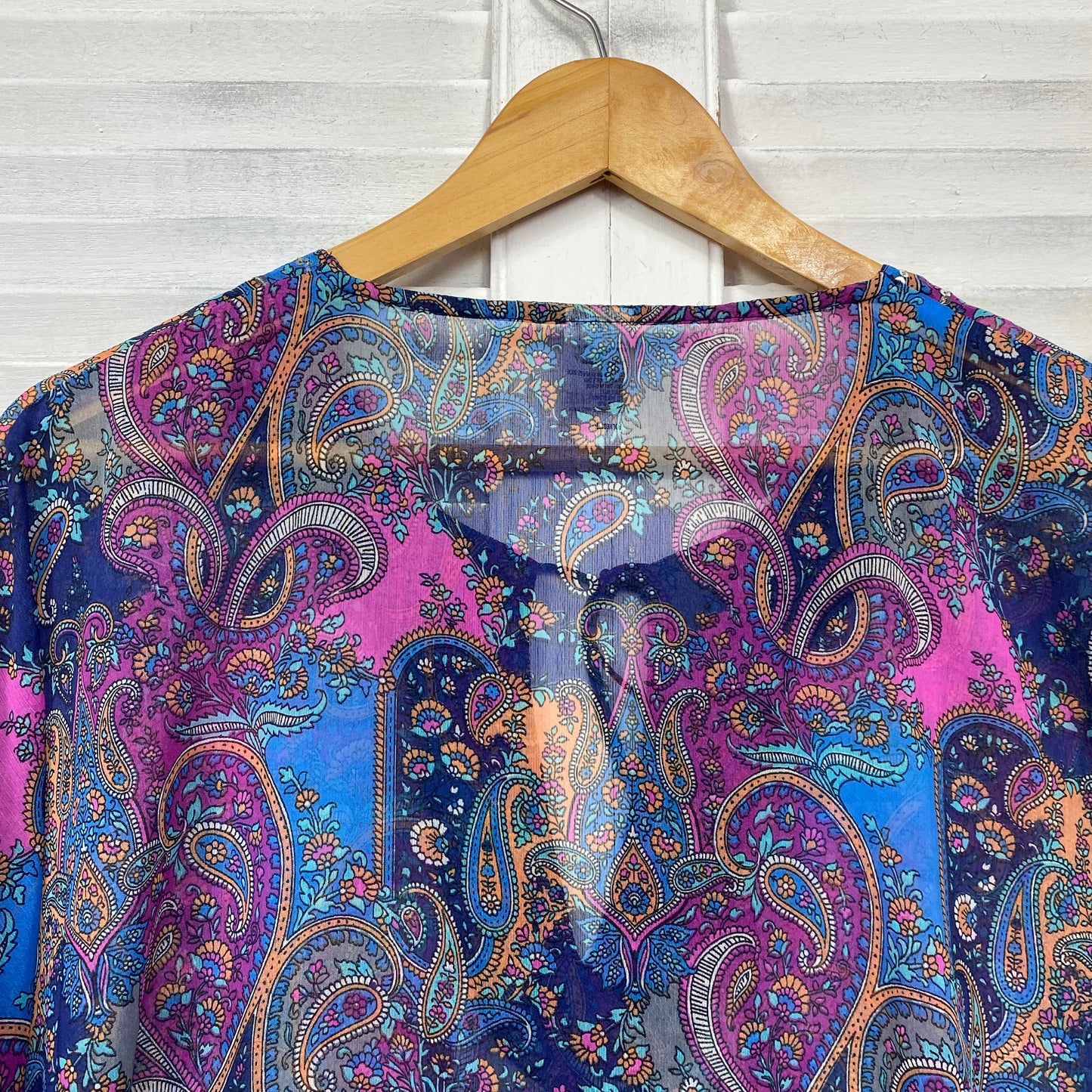 Now Kaftan Top One Size Sheer Multicoloured Paisley Print Swim Cover Up