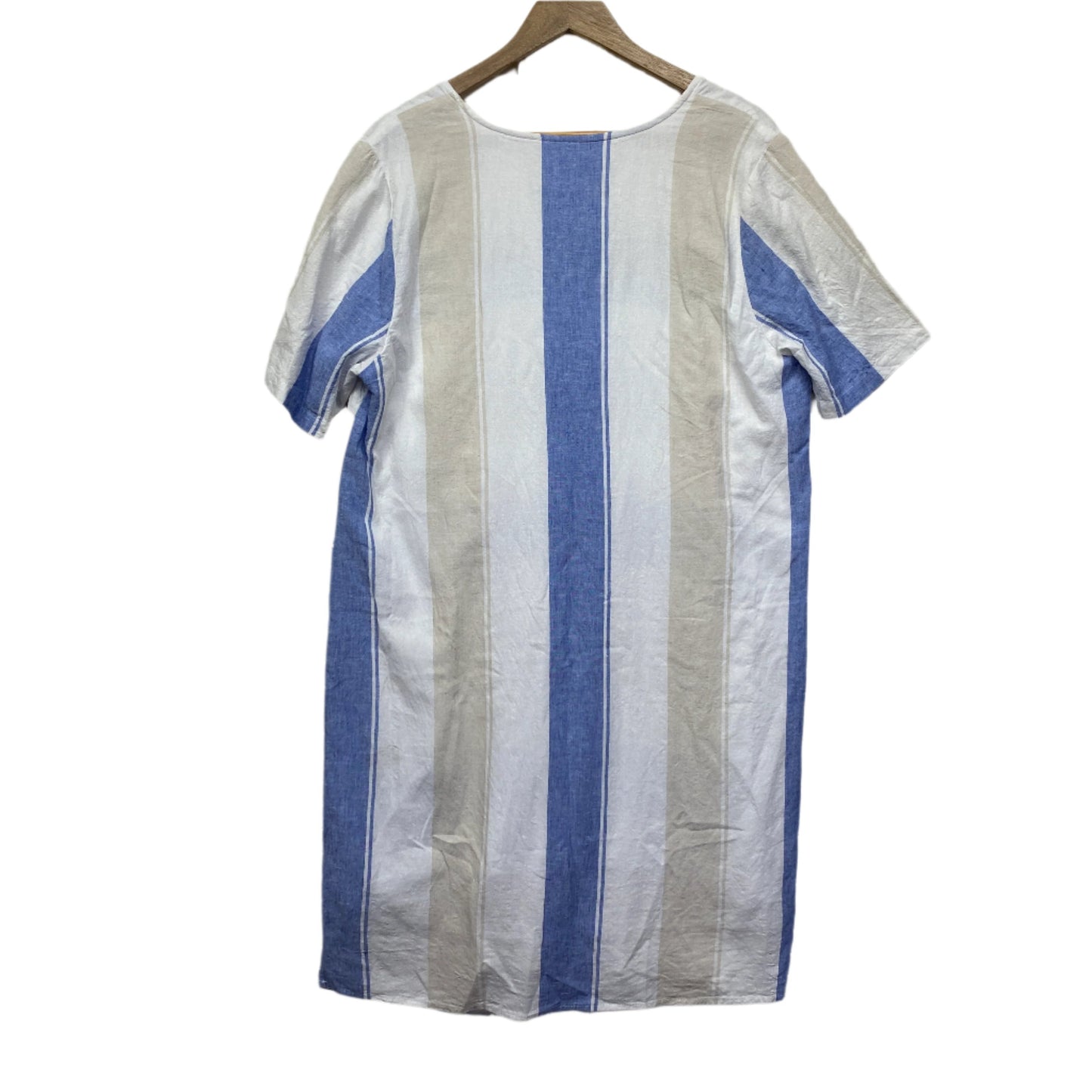 W Lane Linen Dress Size 16 Short Sleeve Striped