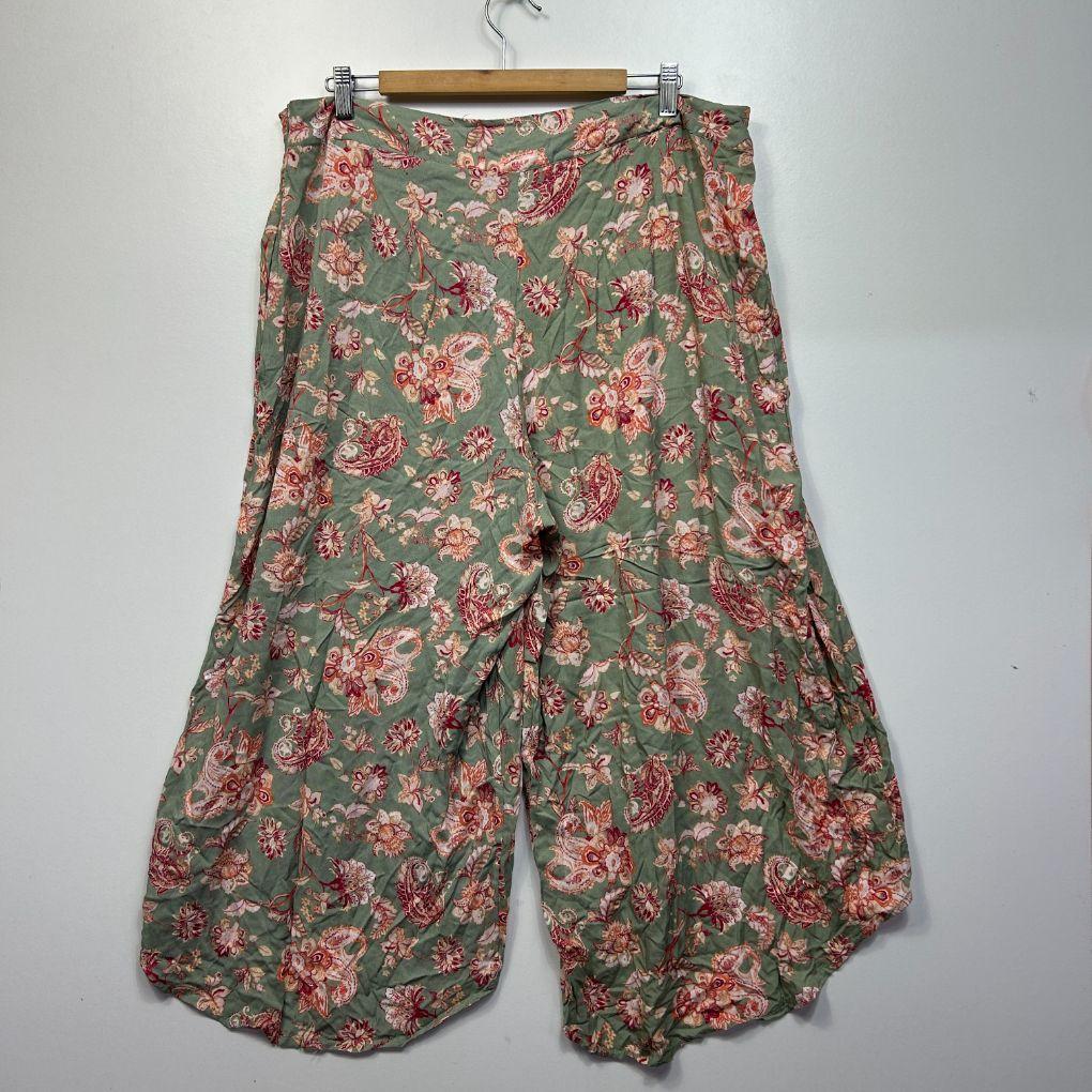 Rockmans Green Floral Culottes - Size 16