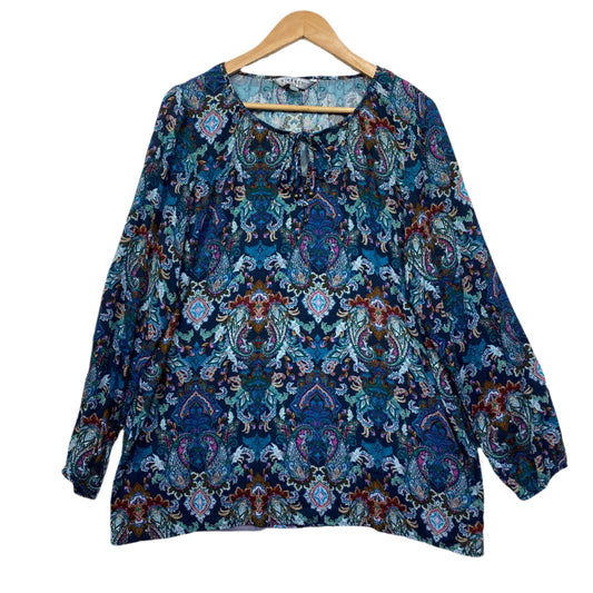 Rivers Top Size 18 Multicoloured Paisley Print Long Sleeve Viscose