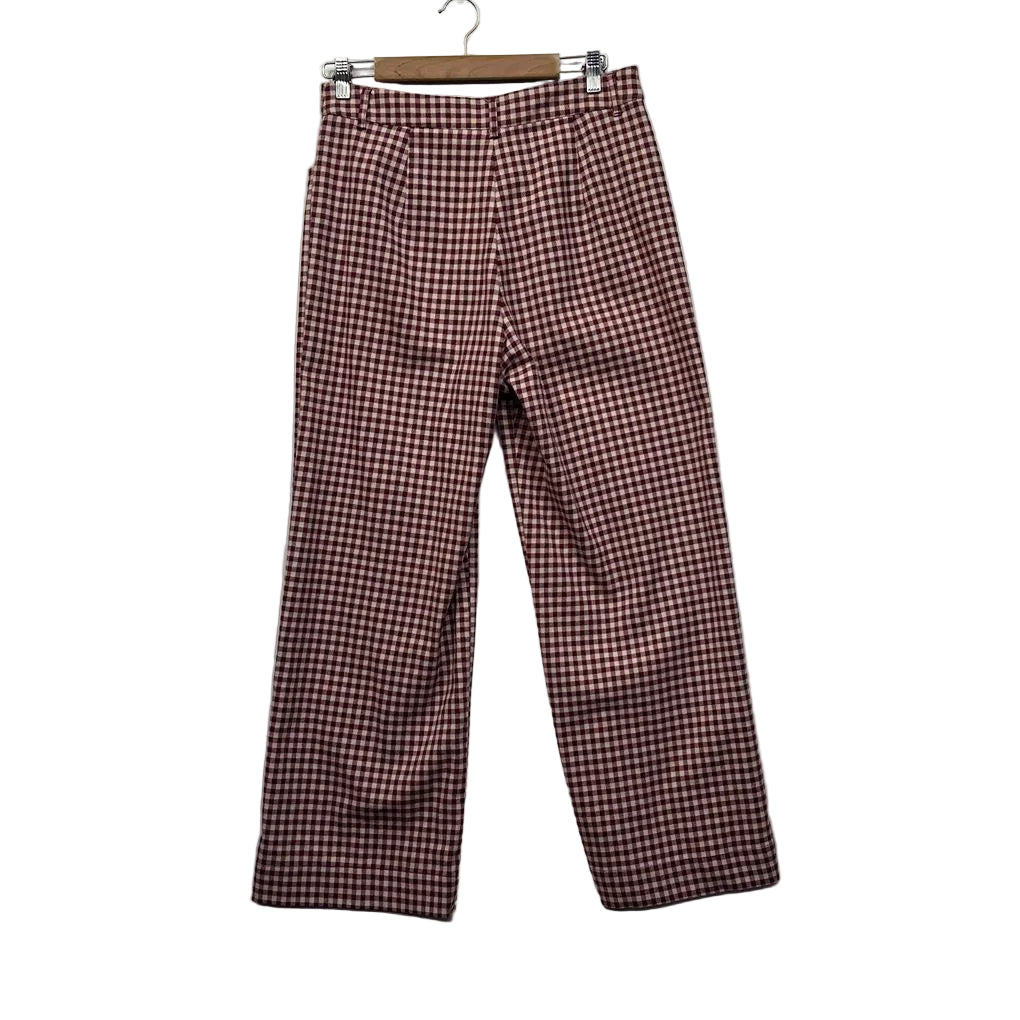 Princess Highway Burgundy Check Cotton Pants - Size 12