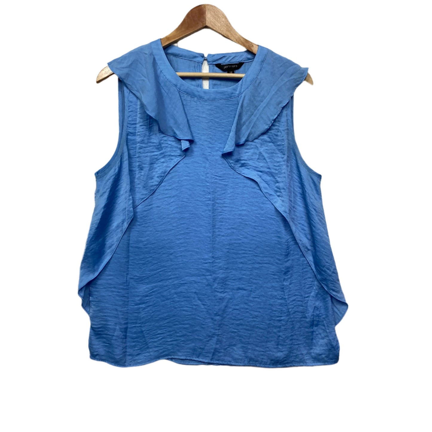 Portmans Top Size 14 Sleeveless Blue Ruffle