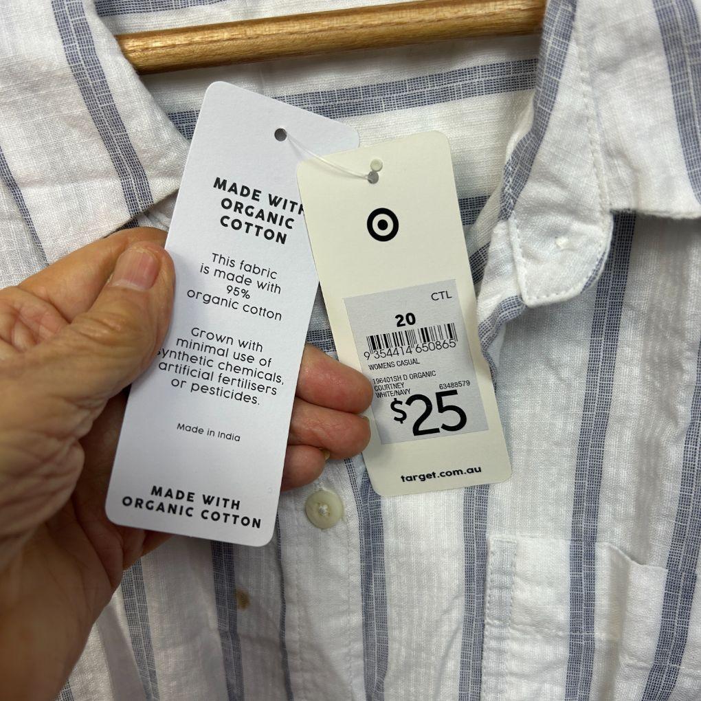 Target Grey Stripe Cotton Shirt - Size 20