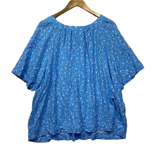 Anko Top Size 20 Blue White Floral Short Sleeve