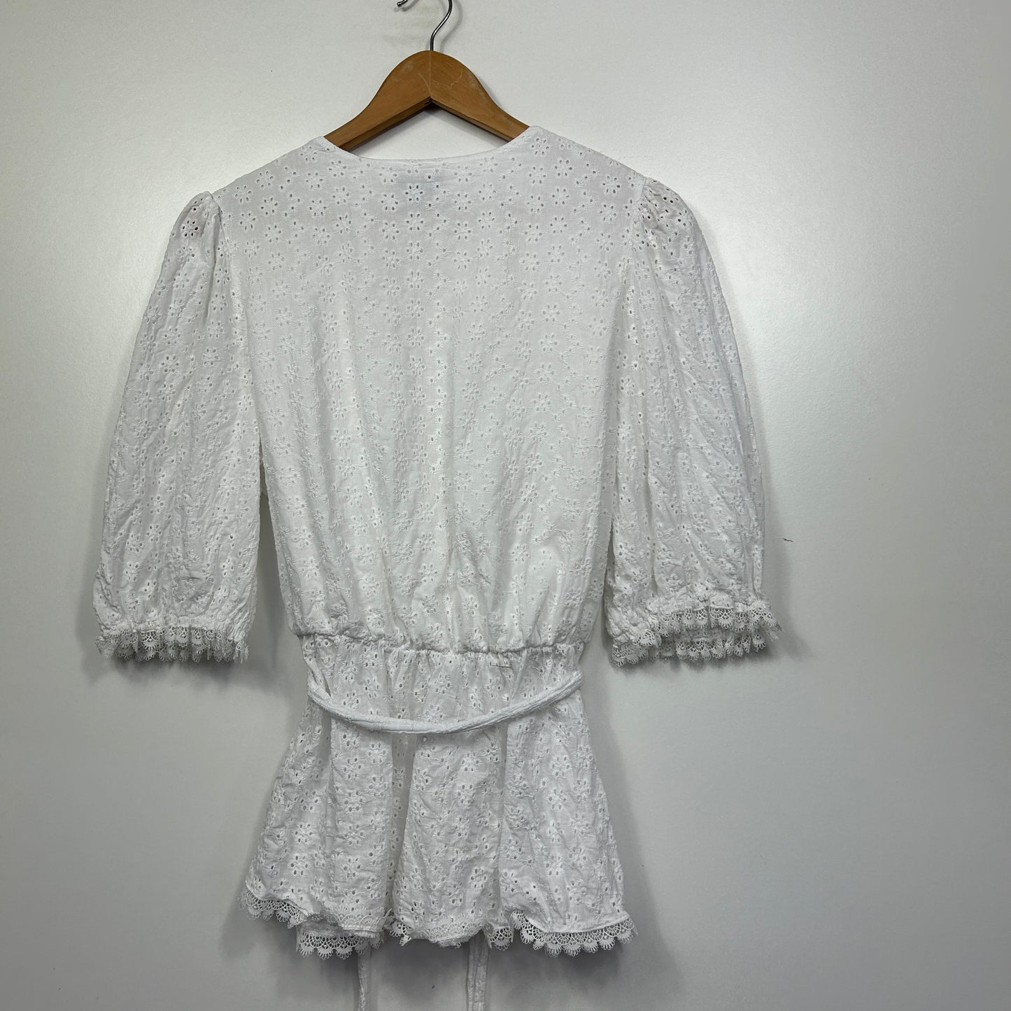 City Chic White Eyelet Wrap Top - Size 16