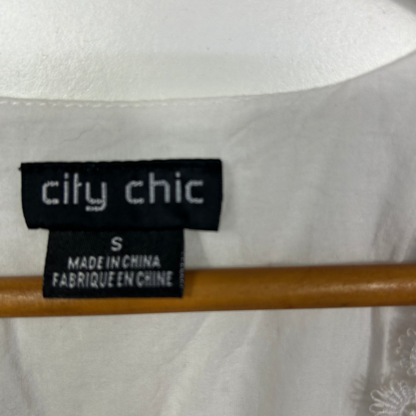 City Chic White Eyelet Wrap Top - Size 16