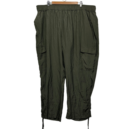 Arna York Pants Size 26 28 Olive Green Cargo Pockets Ruched Leg New