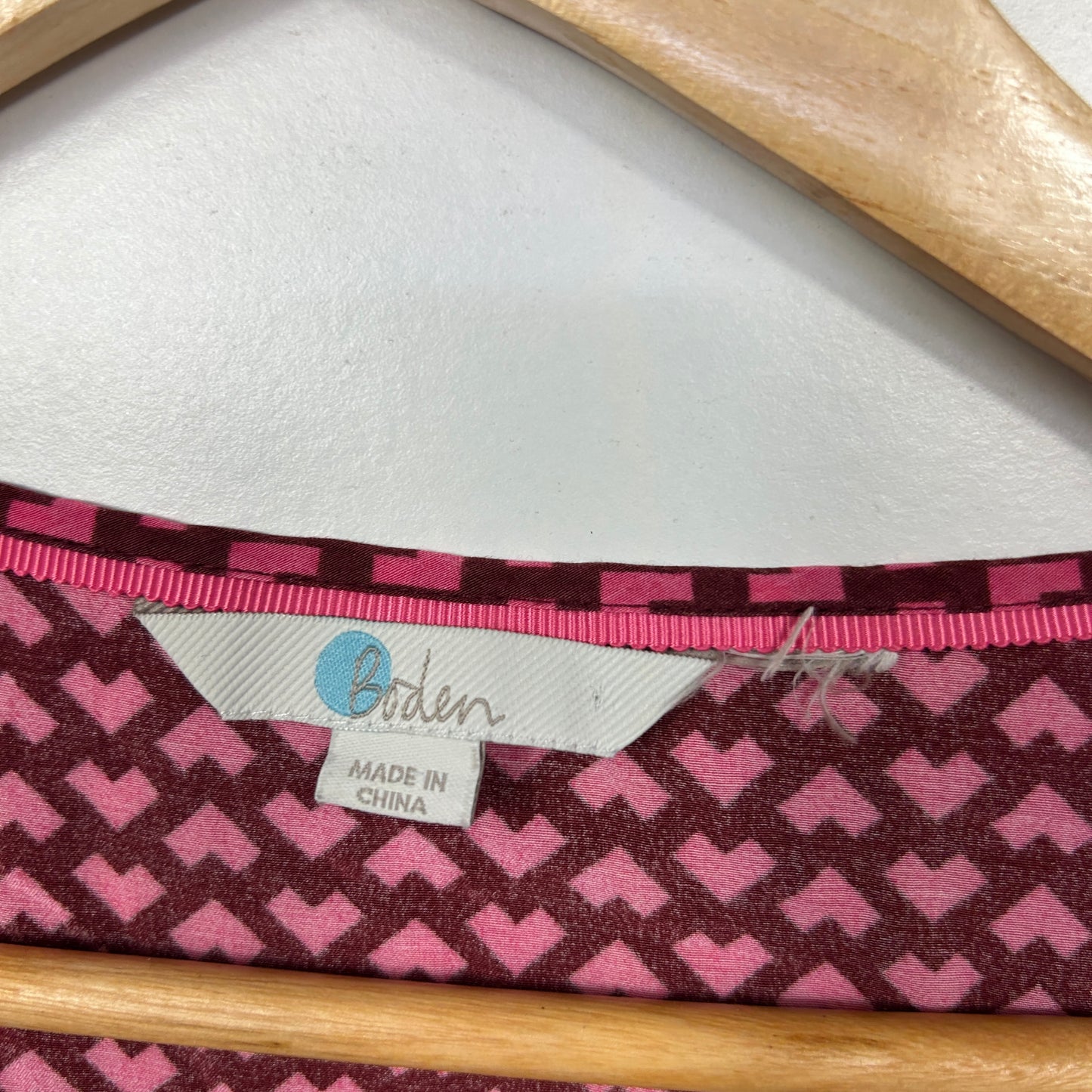 Boden Pink Geometric Print Top - Size 16