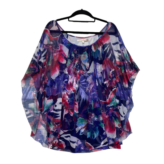 Noni B Top Size XL 16 Plus Multicoloured Floral Sheer Overlay