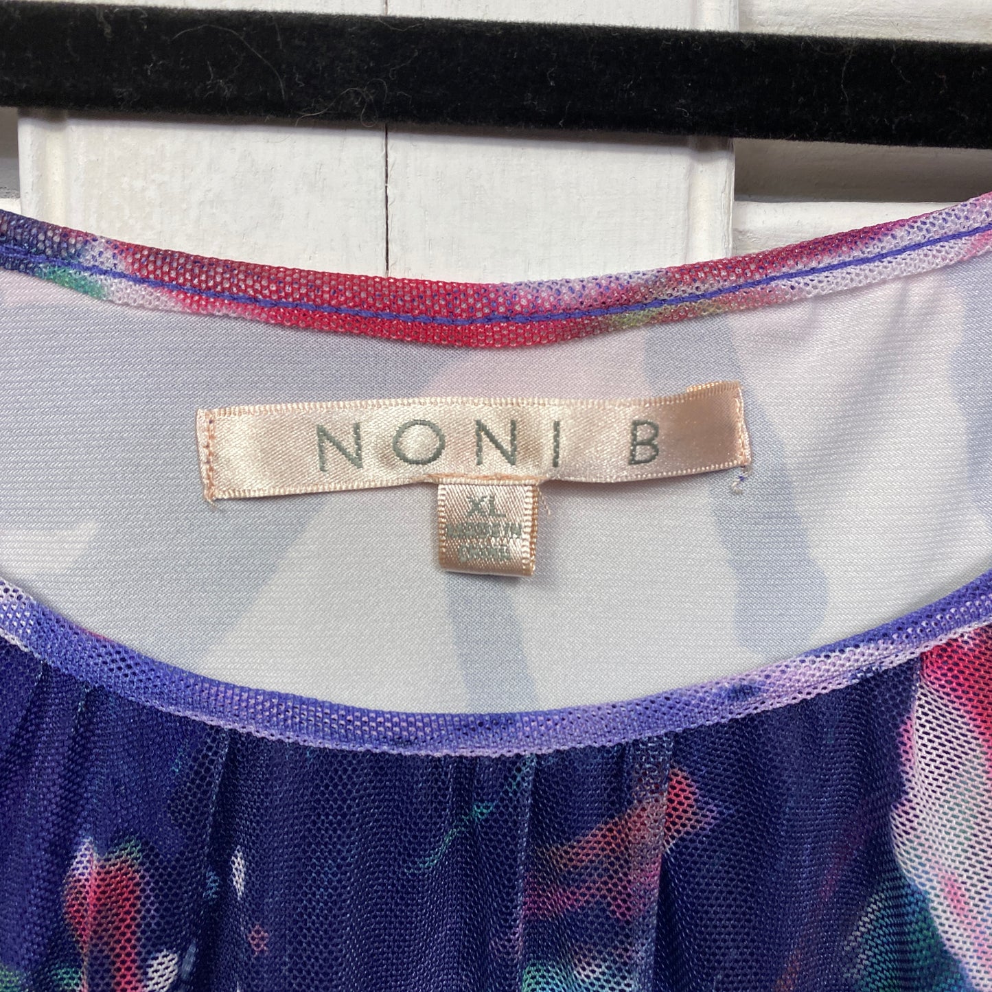 Noni B Top Size XL 16 Plus Multicoloured Floral Sheer Overlay