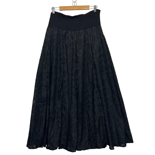 Black Maxi Skirt Size 18 20 Full Length Elastic Waist Lined