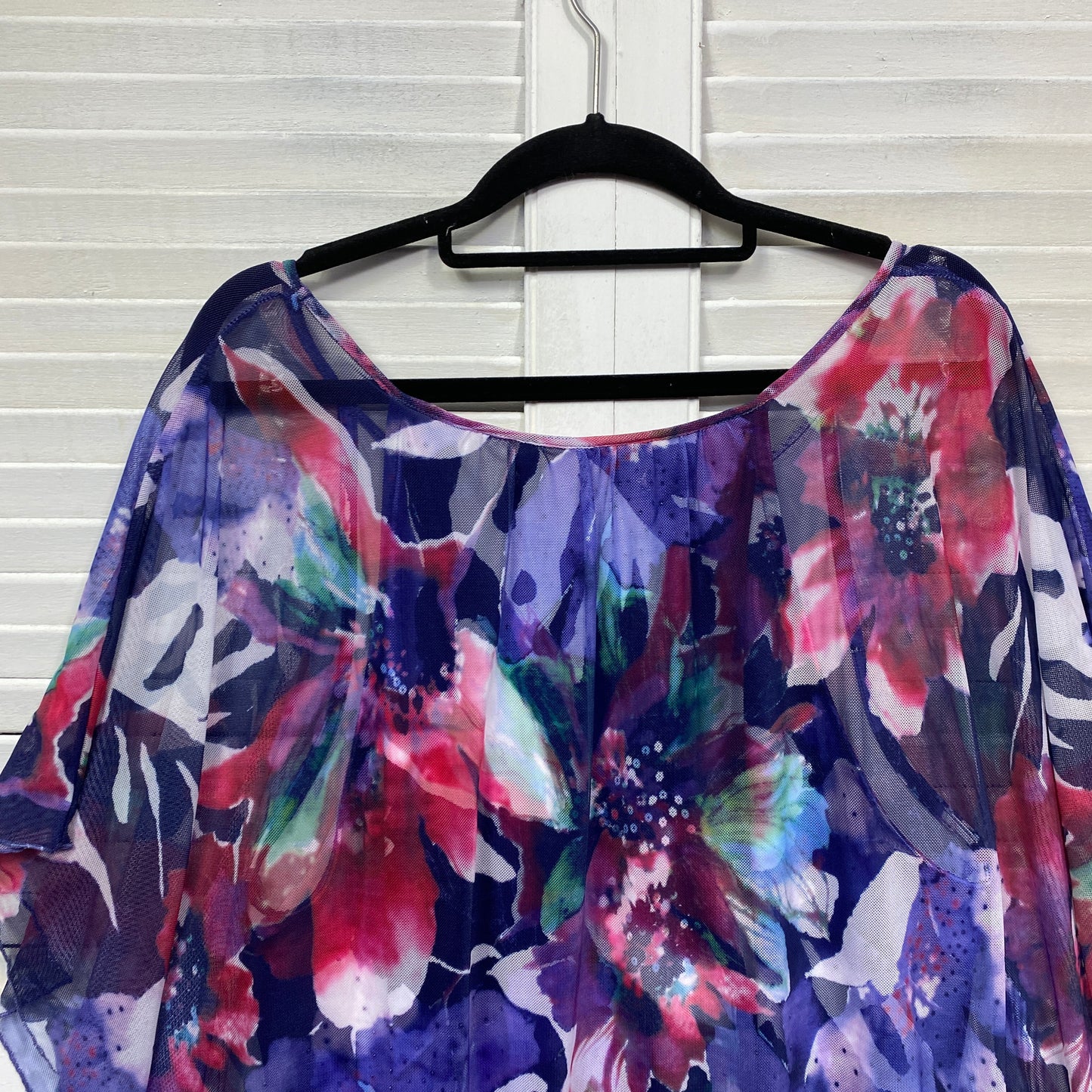 Noni B Top Size XL 16 Plus Multicoloured Floral Sheer Overlay