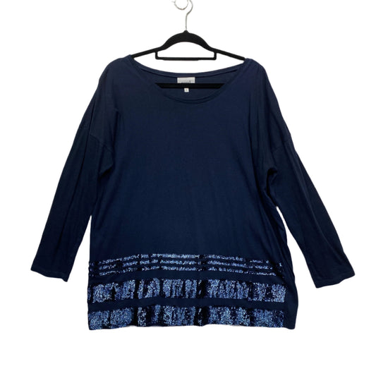 Seed Heritage Top Size XL Blue Long Sleeve Sequins