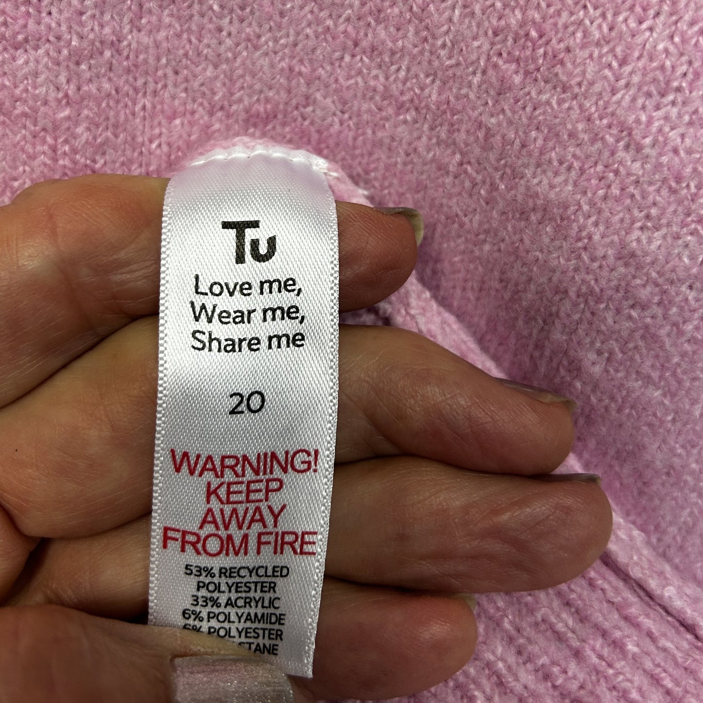 Tu Pink Hearts Jumper - Size 20