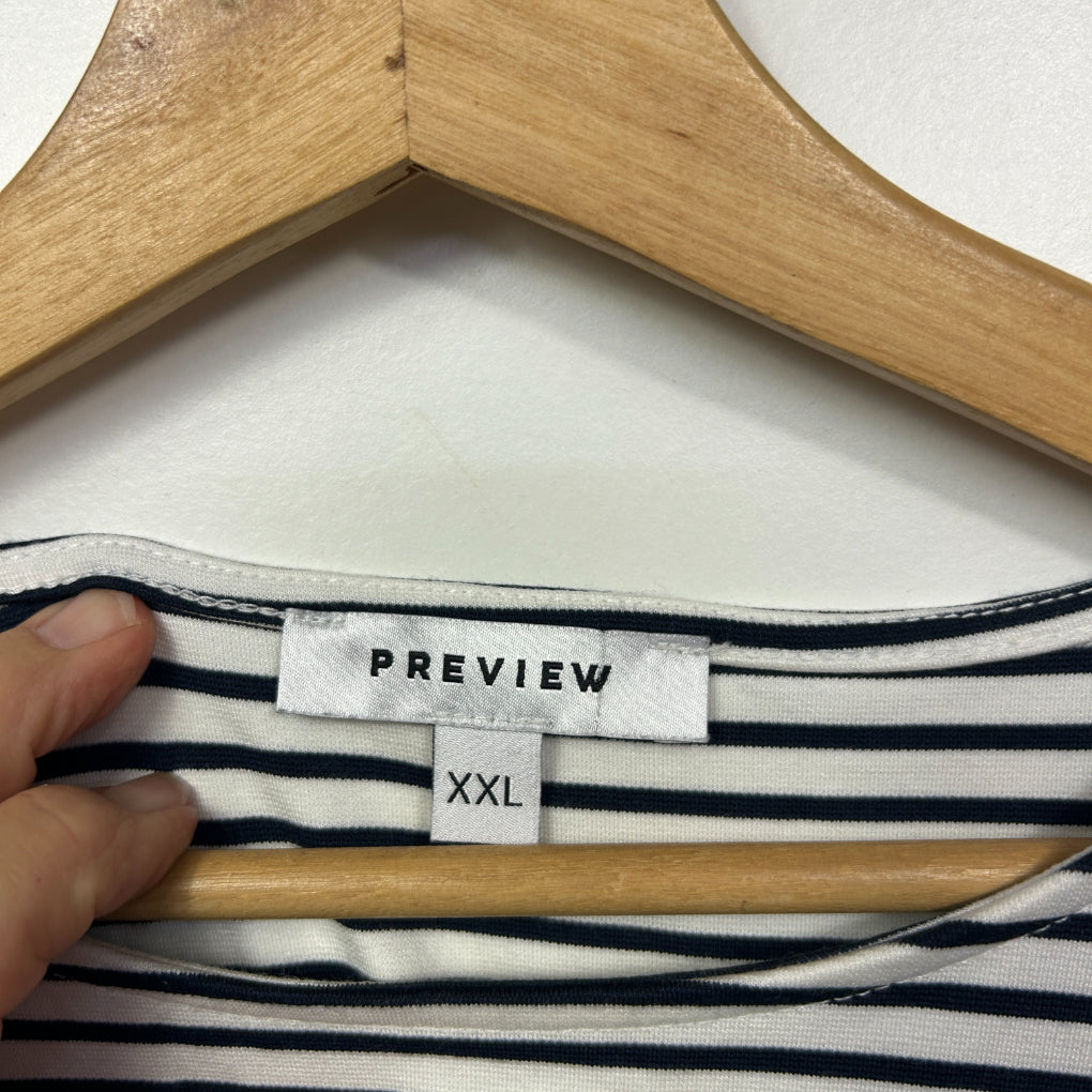 Preview White and Navy Striped Top - Size XXL