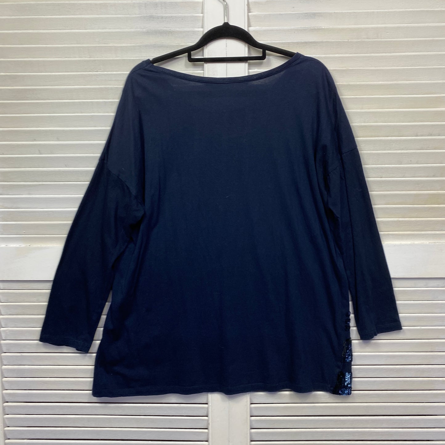 Seed Heritage Top Size XL Blue Long Sleeve Sequins