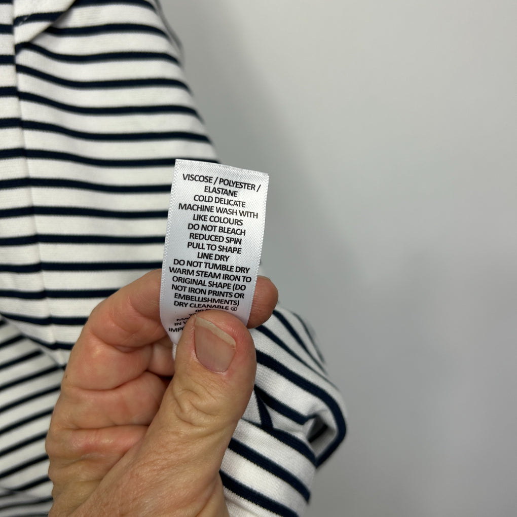 Preview White and Navy Striped Top - Size XXL