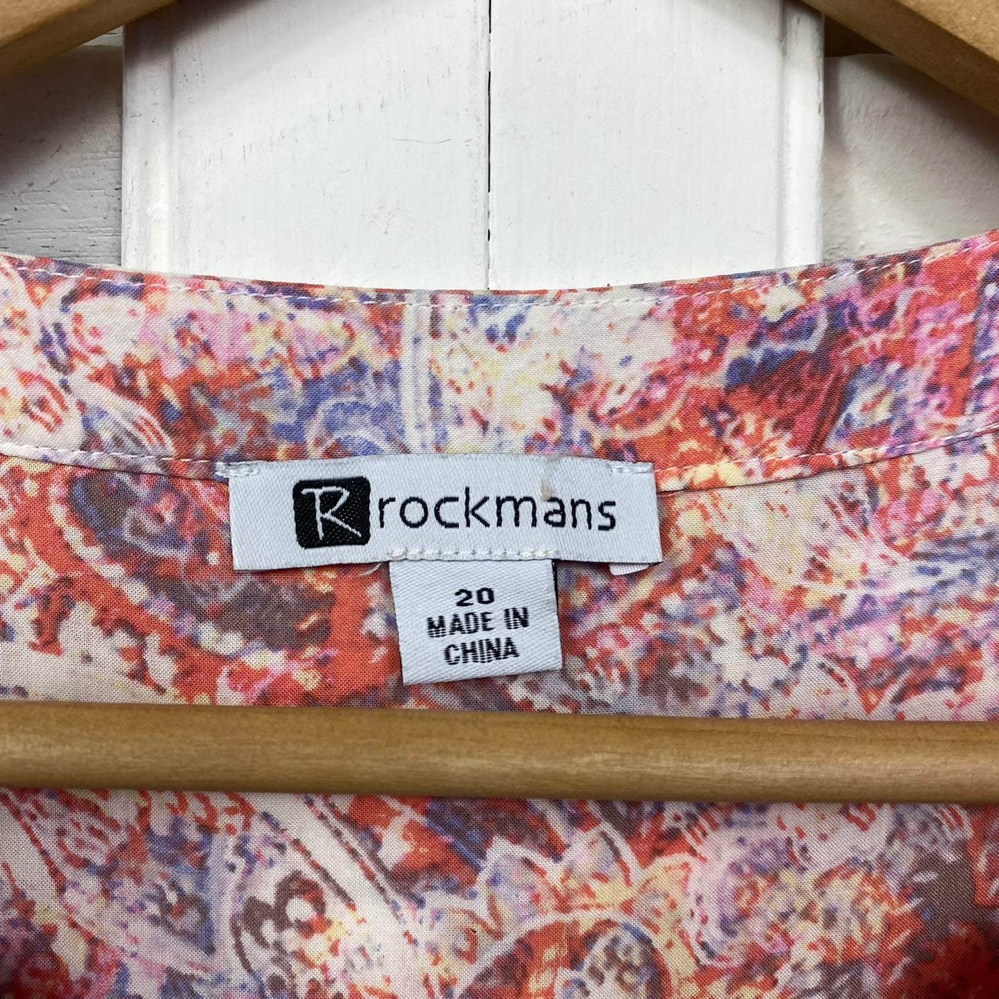 Rockmans Top Size 20 Roll Tab Sleeve Multicoloured