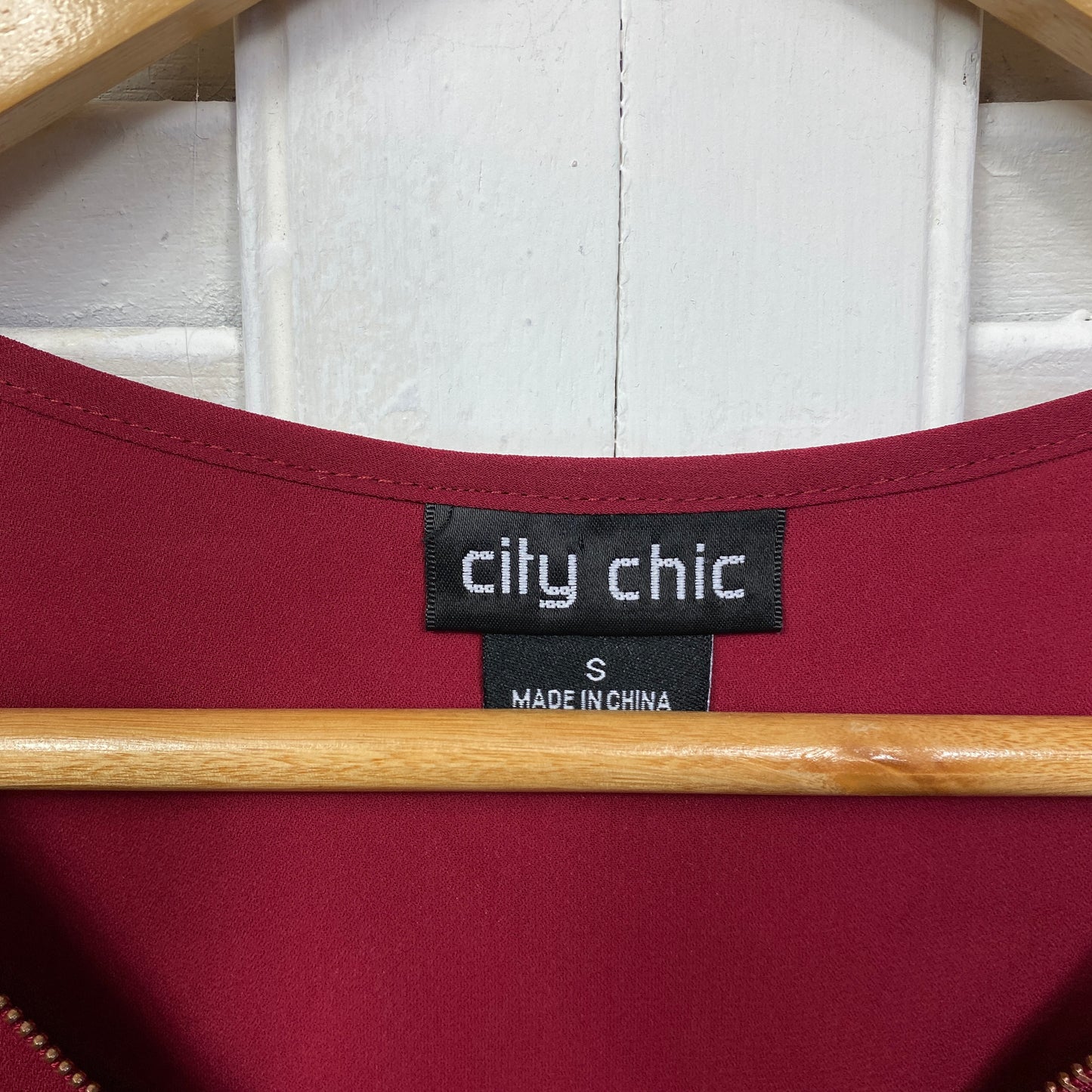 City Chic Top Size 16 Plus Small Red Zip Up Neckline