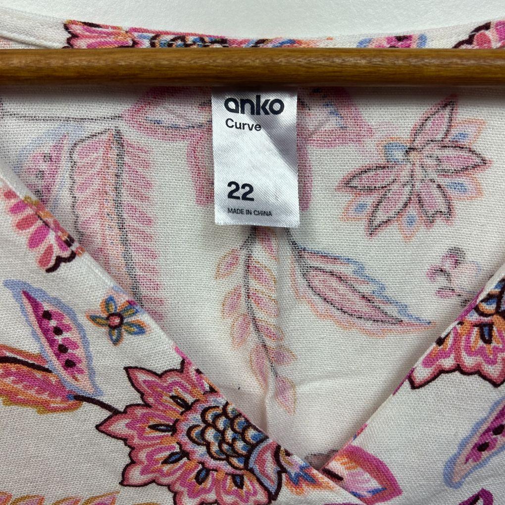 Anko Pink Floral Top - Size 22