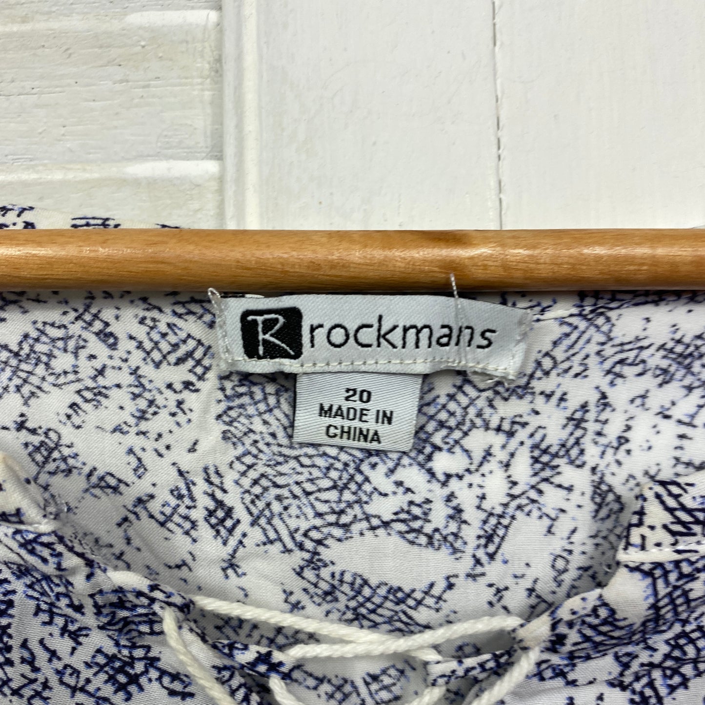 Rockmans Top Size 20 Blue Long Bell Sleeve Paisley Tasselled