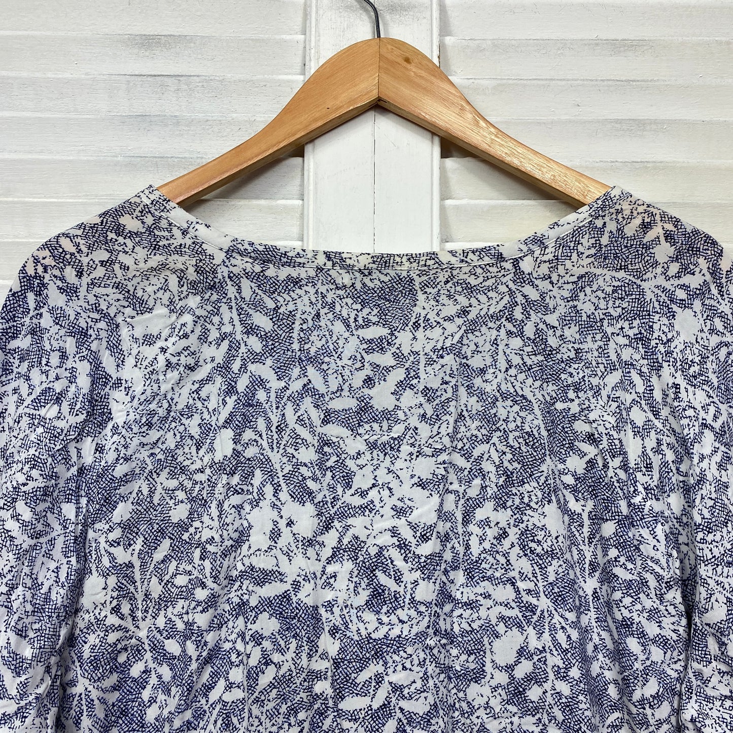 Rockmans Top Size 20 Blue Long Bell Sleeve Paisley Tasselled