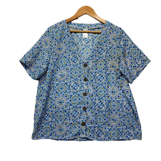 Anko Top Size 16 Short Sleeve Button Up Floral