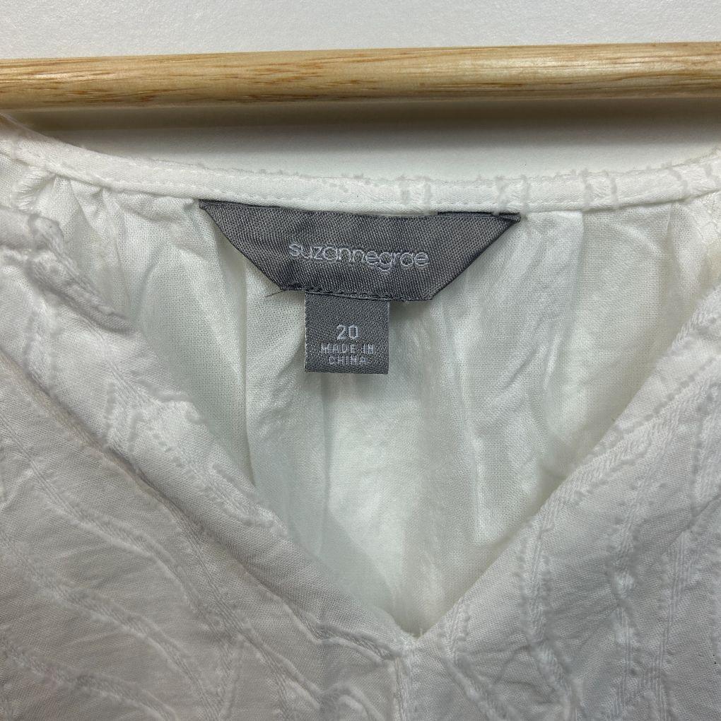 Suzanne Grae White Cotton Top - Size 20