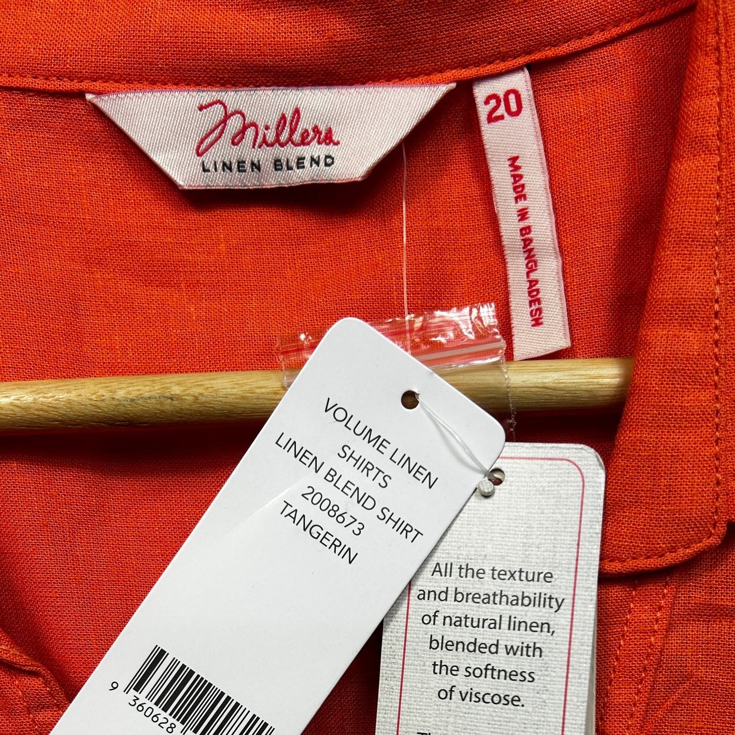 Millers Orange Linen Shirt - Size 20