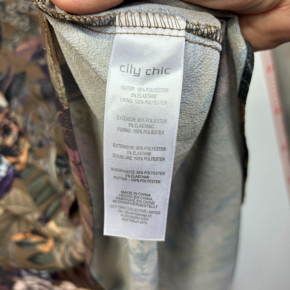 City Chic Chocolate Floral Top - Size 22/XL