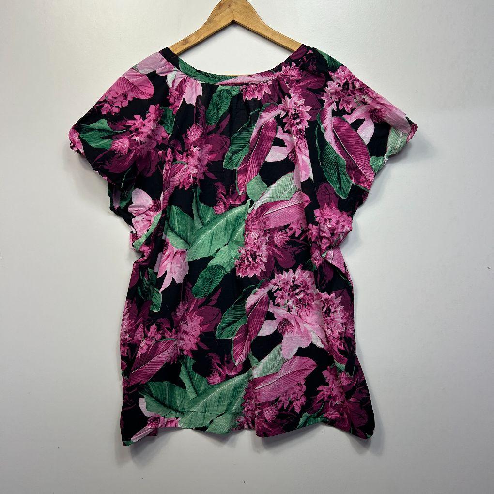 Autograph Pink Floral Cotton Top - Size 20