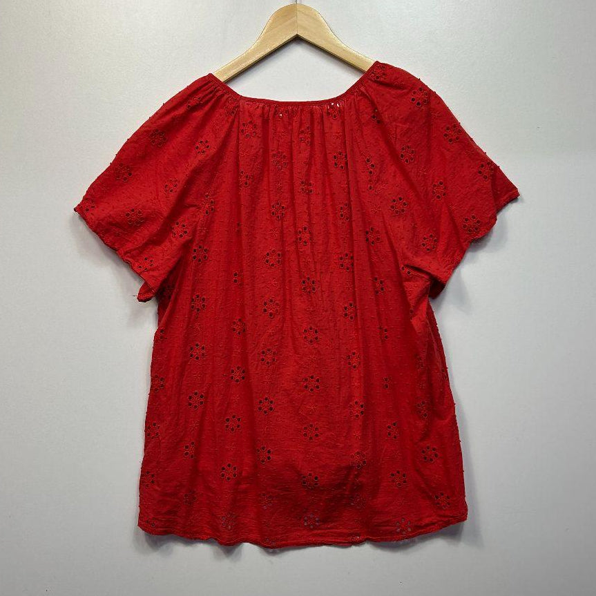 Millers Red Broderie Cotton Top - Size 20