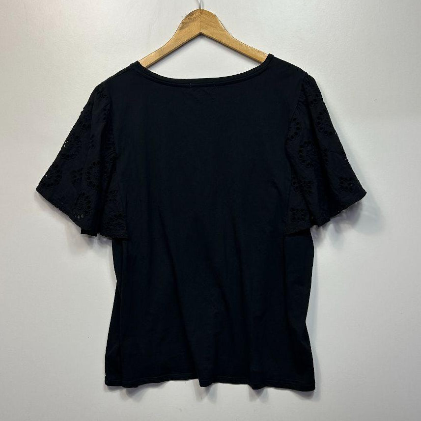 Sass Black Cotton Top - Size 20