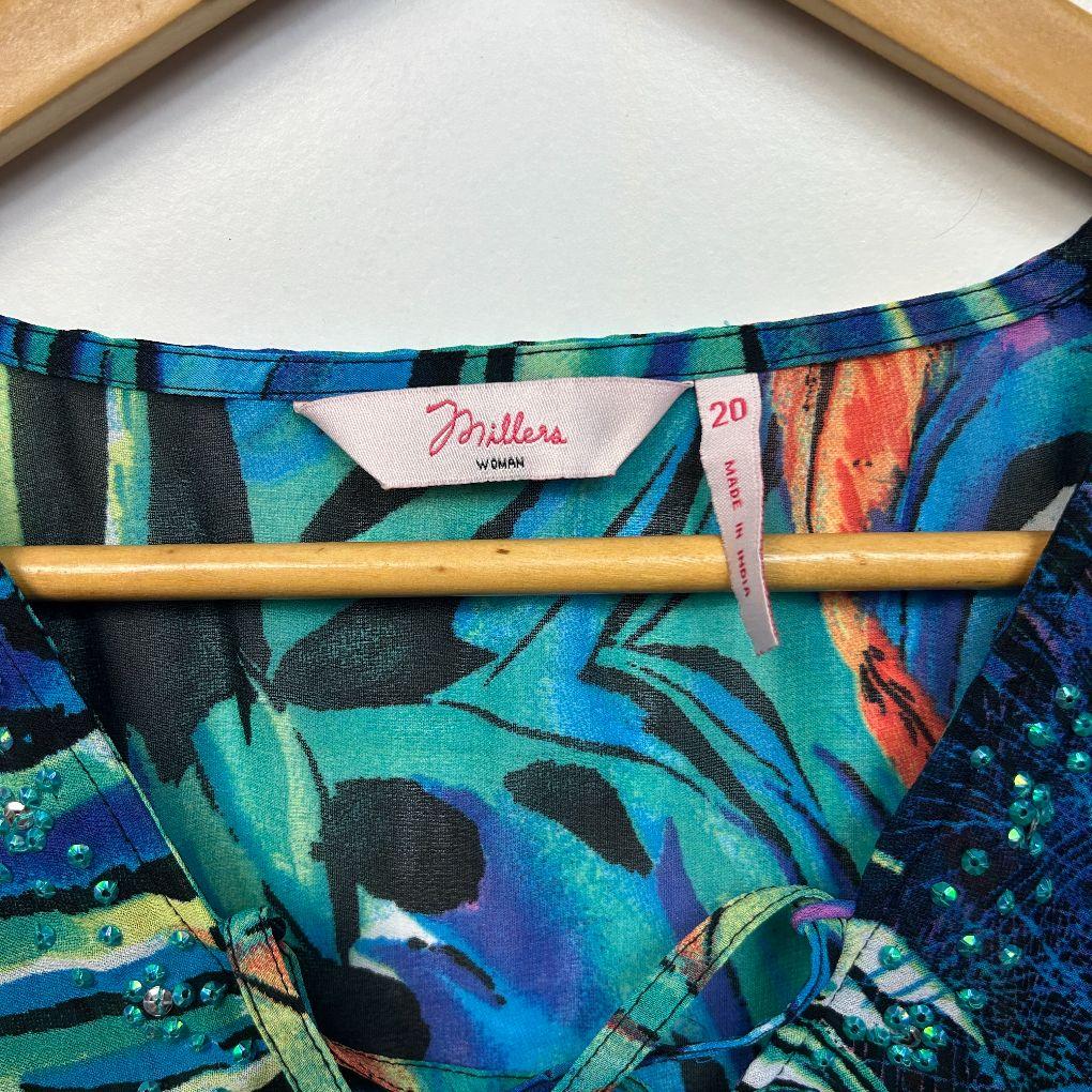 Millers Multicoloured Kaftan Top - Size 20